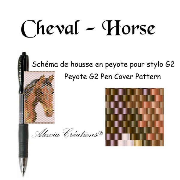 Schéma pour housse de stylo (pilot G2) en peyote pair Tête de Cheval