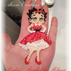 Brick stitch pattern Betty Boop polka dot red dress