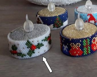 Tea Light Cover even peyote pattern  Holly N2