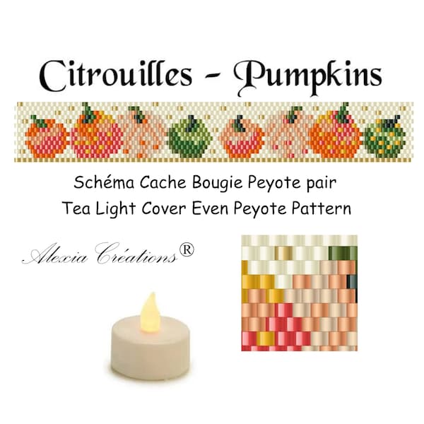 Tea Light Cover even peyote pattern - Pumpkins