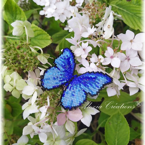 Brick stitch pattern.  Blue Butterfly - Morpho