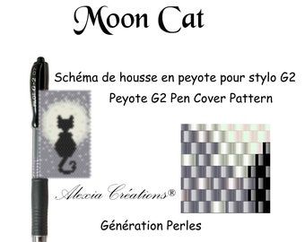 Peyote Pen cover Pattern - Moon Cat