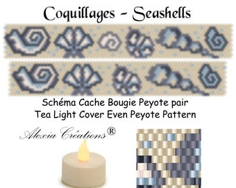 Tea Light Cover even peyote pattern - Seashells