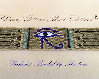Peyote pattern bracelet - Oudjat / Eye of Horus
