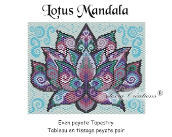 Even peyote pattern  for a  Lotus Mandala with Miyuki beads
