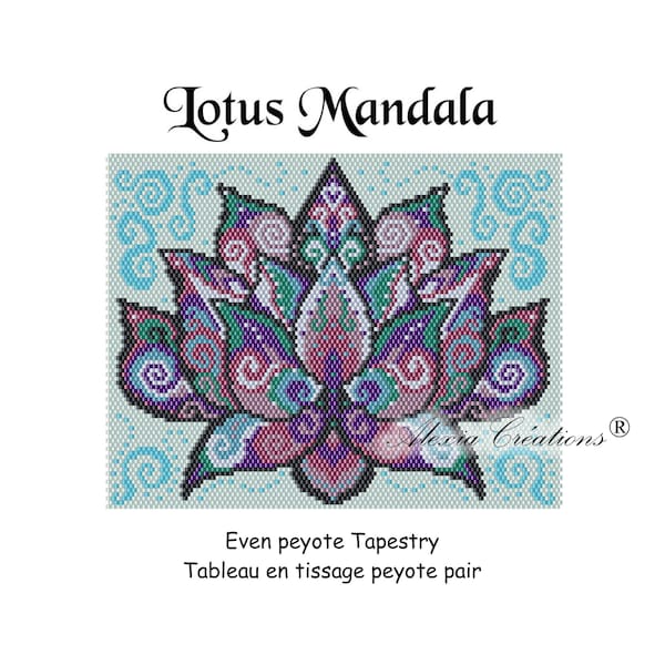 Tableau en peyote pair - Lotus Mandala