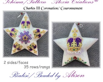 3d peyote star pattern - Charles III coronation 2023 - Saint Edward crown