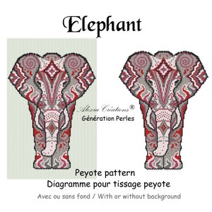 Diagramme pour tissage brick stitch ou peyote en perles miyuki delica. Eléphant image 3