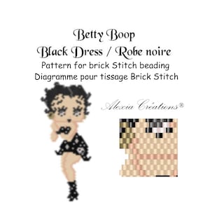 Brick stitch pattern Betty Boop with a Black dress