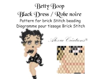 Brick stitch pattern Betty Boop with a Black dress