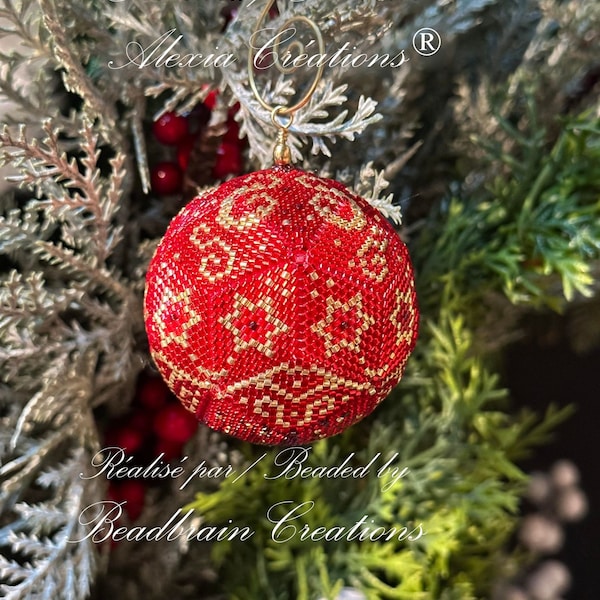 Schéma pour Boule en peyote 3d - Décor de  Noël - 11 rangs, boule de 5cm