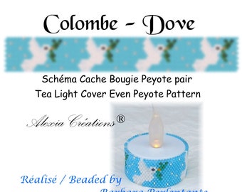 Tea Light Cover even peyote pattern Dove of Peace