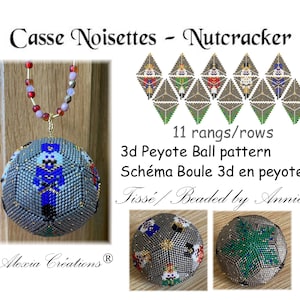 3d peyote Ball pattern - Nutcracker - 11 rows, ball of 5cm.