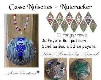 3d peyote Ball pattern - Nutcracker - 11 rows, ball of 5cm.