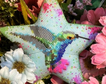 3d peyote star pattern - Hummingbird design - Downloadable pdf file