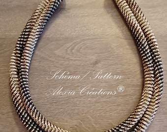 Schéma Peau de serpent, pour réaliser une spirale en peyote with a twist. Double couture