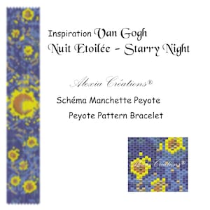 Peyote pattern bracelet - Starry night - Van Gogh inspiration
