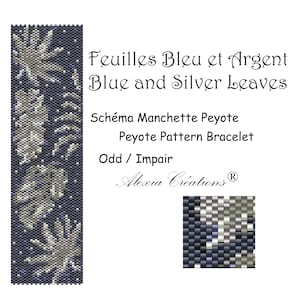 2 bracelets patterns in Odd Peyote - Red and Gold or Blue and Silver Leaves