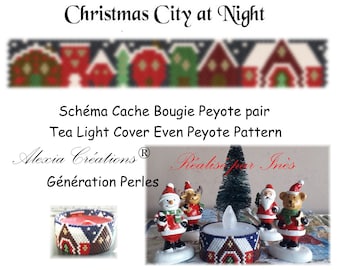 Tea Light Cover even peyote pattern - Christmas City at Night