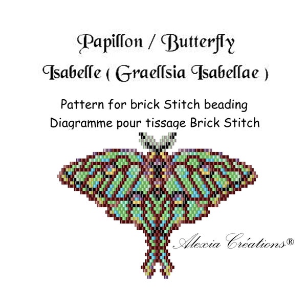 Brick stitch pattern. Isabelle butterfly (Graellsia Isabellae)