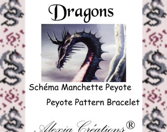 Schéma pour Manchette en Peyote impair - Dragons