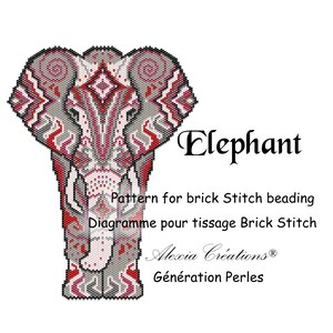 Peyote or Brick stitch pattern . Elephant image 2