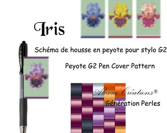 Schéma pour housse de stylo (pilot G2) en peyote pair - Iris