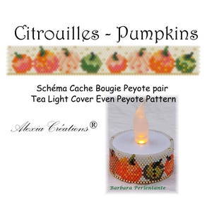 Tea Light Cover even peyote pattern - Pumpkins