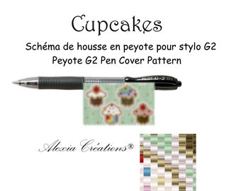 Schéma pour housse de stylo (pilot G2) en peyote pair - Cupcakes