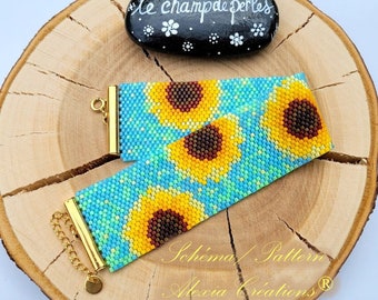 Even Peyote pattern bracelet  Sunflower