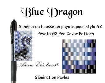 Peyote Pen Cover   Pattern - Blue Dragon