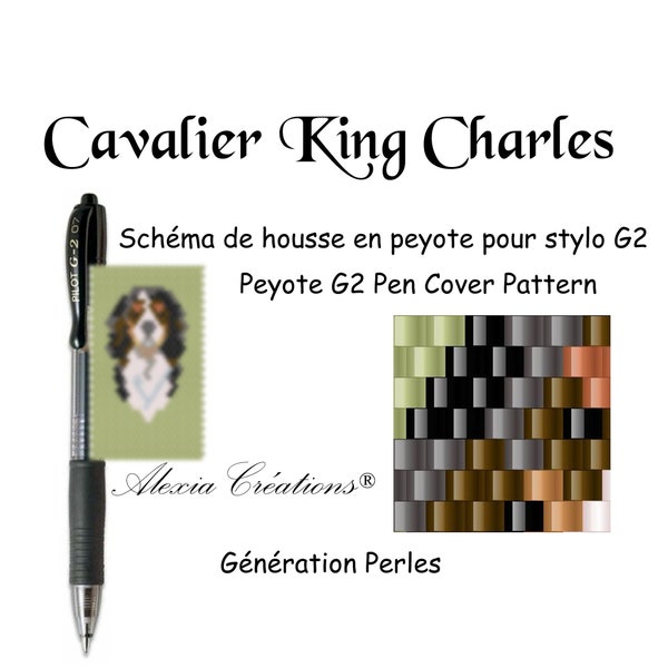 Schéma pour housse de stylo (pilot G2) en peyote pair - Cavalier King Charles