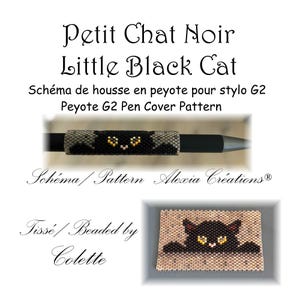 Muster für Stifthülle (Pilot G2) in Peyote-Paar - Kleine schwarze Katze