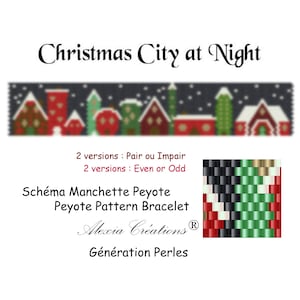 Peyote pattern bracelet Even or Odd (2 versions) -  Christmas City at Night