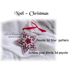 3d peyote star pattern, 15 rows - Christmas