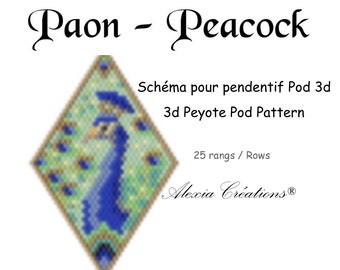 3d peyote pod pattern Peacock - 25 rows