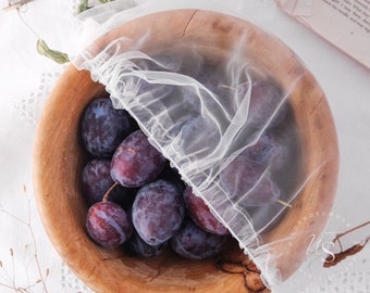 2-pack medium mesh fruit bowl covers/ fruit net with elastic to keep out fruit flies.