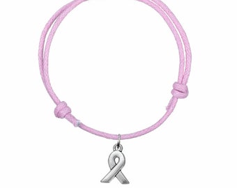 Bracelet Rose Cancer Du Sein En Cuir Tressé – Bijou Réglable, Symbole De Soutien Et De Sensibilisation