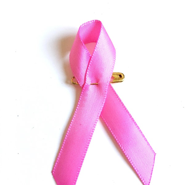 pin's Octobre Rose lutte contre le cancer du sein broche ruban rose en tissu et épingle doré