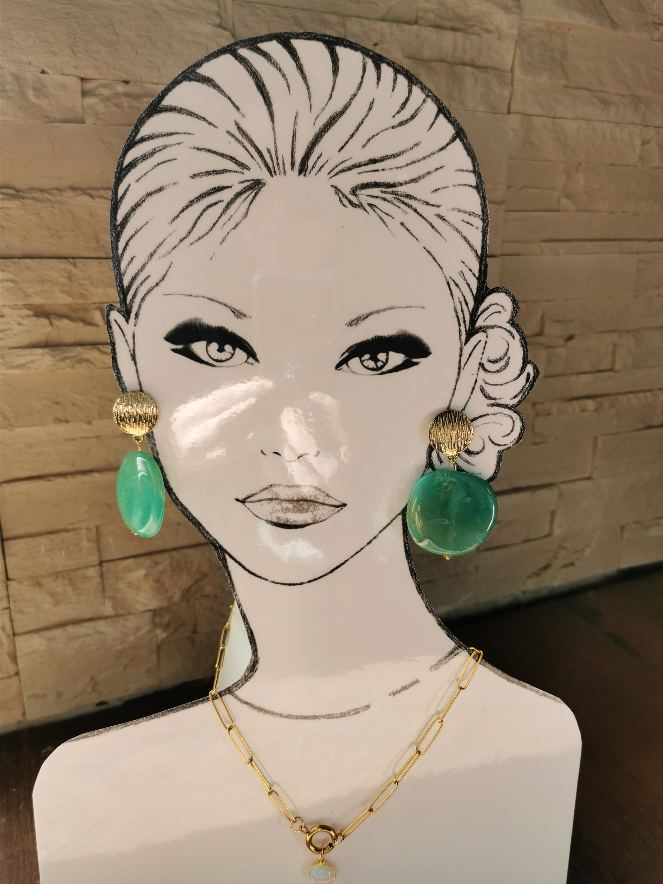 Boucles d'oreilles vintage rétro années 60-70 : Achat occasion | Bijoux (femme) Vintage Boutique Jaune Plastique Très bon état