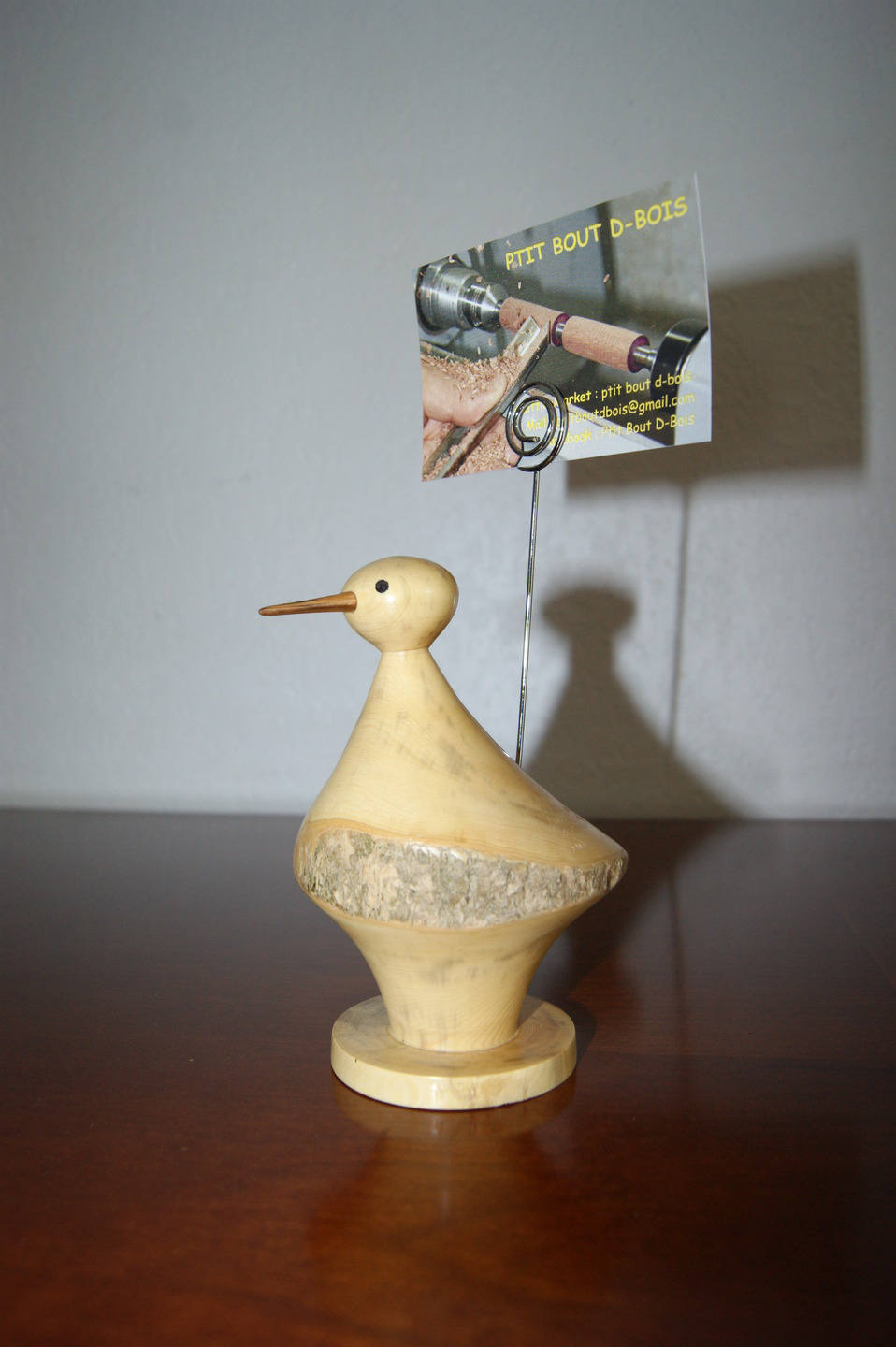 Porte Photos en Forme d'oiseau Tourné à La Main Dans Du Buis de L'hérault