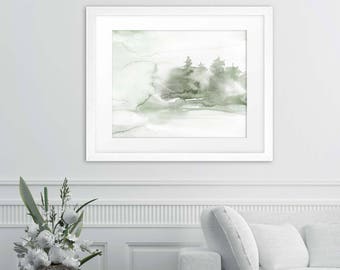 Wall Art, Printable Art, Green Art, Abstract Art, Watercolor Print, Green Watercolor Art, Forrest Art, Home Decor, Instant Art, Watercolour