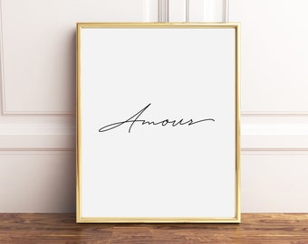 Amour French Quote Art Fashion Print Paris Decor Typographic Poster Typography Calligraphy Script Type Modern France  Home Wall Decor