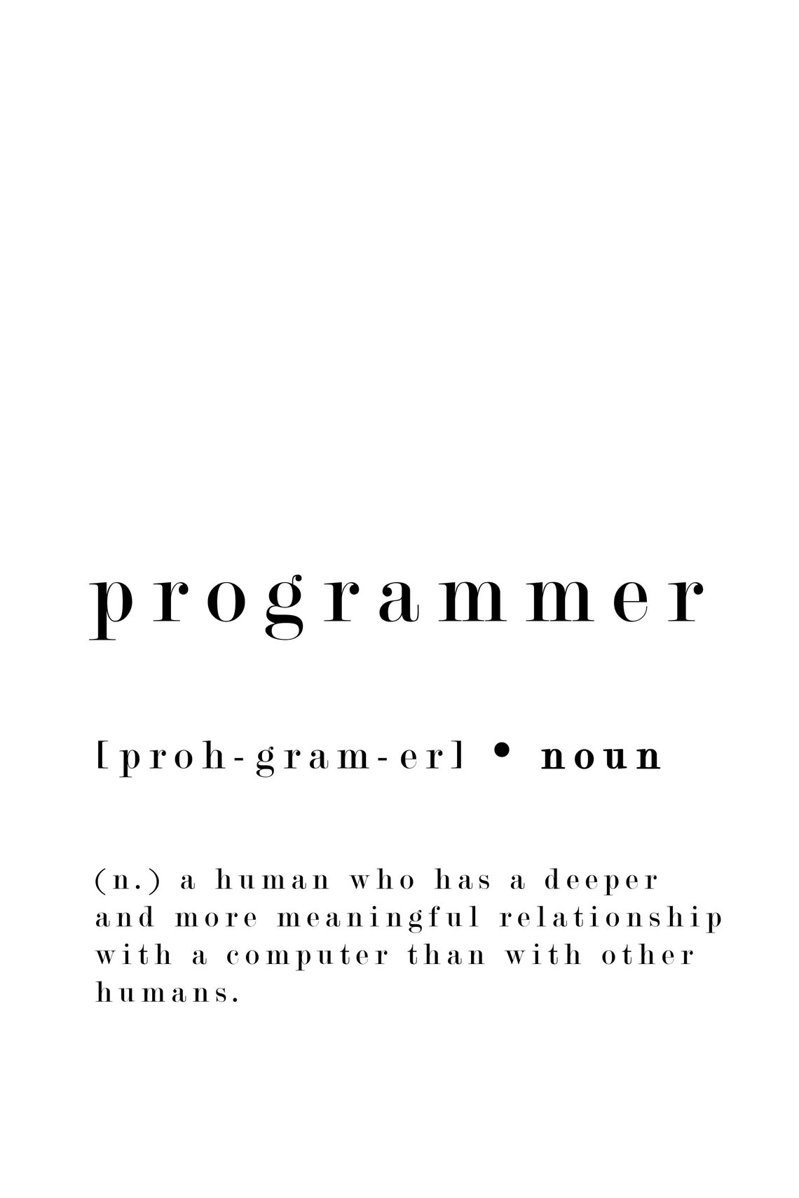 Programmer Definition Print Funny IT Quote Student | Etsy