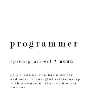 Programmer Definition Print Funny IT Quote Student Professional Gift ...