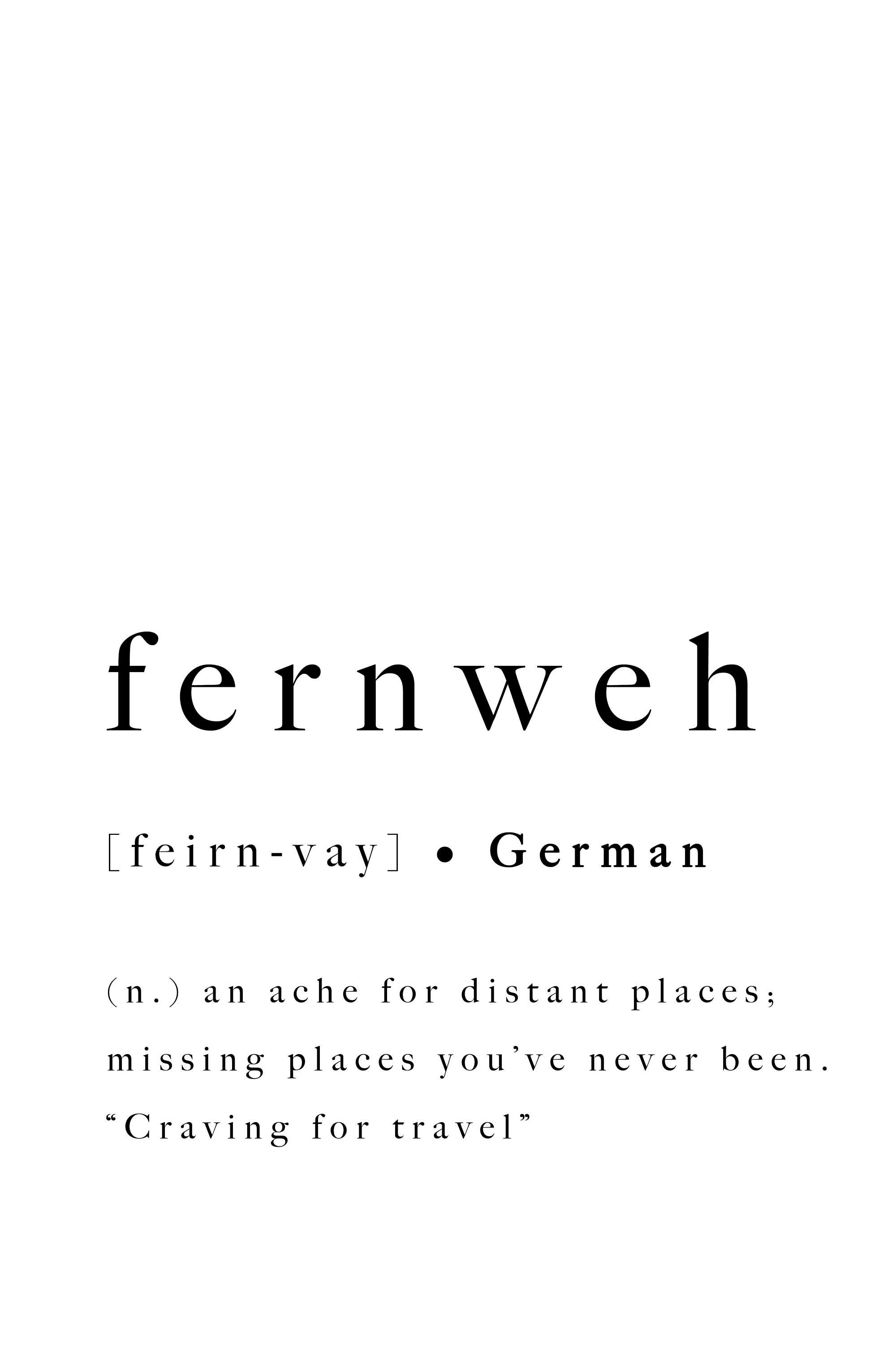 Fernweh German Travel Quote Modern Print Art Printable Poster Etsy Canada