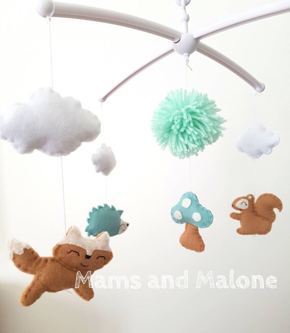 Mobile Musical Baby Theme Forest Animals Etsy