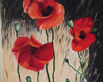 Original Oil painting on canvas Modern art Contemporary art Poppies