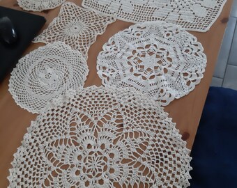 Lot de 6 napperons fait main au crochet