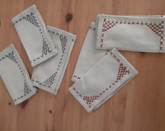 6 Jolies pochettes de rangement fait main